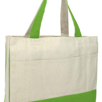 BAGANDTOTE CANVAS TOTE BAG LIME Cotton Canvas Tote Bag with Inside Zipper Pocket