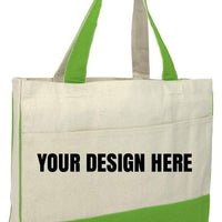 CUSTOM COTTON CANVAS TOTE BAG WITH INSIDE ZIPPER POCKET