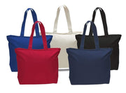 BAGANDTOTE CANVAS TOTE BAG LONG HANDLES HEAVY ZIPPERED CANVAS TOTE BAG