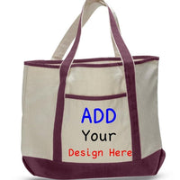 BAGANDTOTE CANVAS TOTE BAG MAROON CUSTOM JUMBO SIZE HEAVY CANVAS DELUXE TOTE BAG