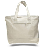 BAGANDTOTE CANVAS TOTE BAG NATURAL Heavy Canvas Zippered Shopping Tote Bags