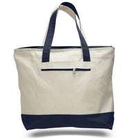 BAGANDTOTE CANVAS TOTE BAG NAVY Heavy Canvas Zippered Shopping Tote Bags