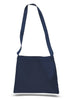 BAGANDTOTE CANVAS TOTE BAG NAVY Small Messenger Canvas Tote Bag with Long Straps