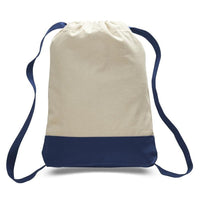 BAGANDTOTE CANVAS TOTE BAG NAVY Two Tone Canvas Sport Backpacks / Wholesale Drawstring Bags