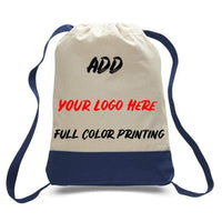 PRINT ON TWO TONE CANVAS SPORT BACKPACKS
