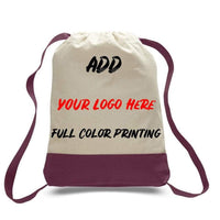 PRINT ON TWO TONE CANVAS SPORT BACKPACKS