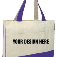 CUSTOM COTTON CANVAS TOTE BAG WITH INSIDE ZIPPER POCKET