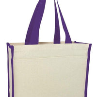 BAGANDTOTE CANVAS TOTE BAG PURPLE Heavy Canvas Tote Bag with Colored Trim