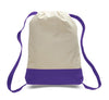 BAGANDTOTE CANVAS TOTE BAG PURPLE Two Tone Canvas Sport Backpacks / Wholesale Drawstring Bags