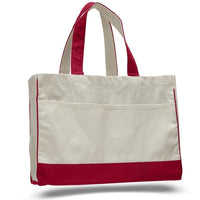 BAGANDTOTE CANVAS TOTE BAG RED Cotton Canvas Tote Bag with Inside Zipper Pocket