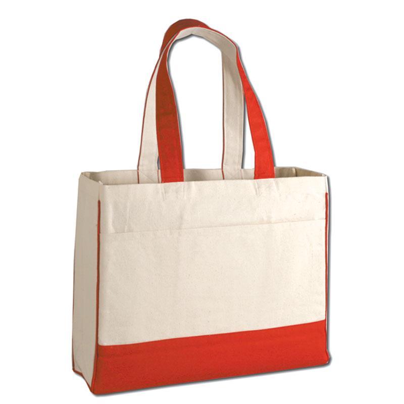 Canvas Tote Bag with Zipper Natural and Maroon