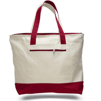 BAGANDTOTE CANVAS TOTE BAG RED Heavy Canvas Zippered Shopping Tote Bags