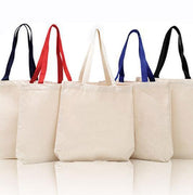 SET OF 24 COTTON CANVAS TOTE BAGS WITH CONTRAST HANDLES