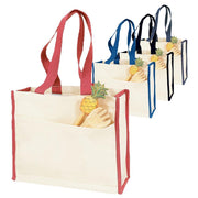 SET OF 50 HEAVY CANVAS TOTE BAG WITH COLORED TRIM