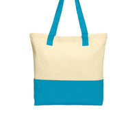 BAGANDTOTE CANVAS TOTE BAG TURQUOISE Colorblock Cotton Canvas Tote Bag