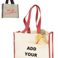 BAGANDTOTE.COM CANVAS TOTE BAG Custom Heavy Canvas Tote Bag With Colored Trim