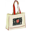 Color Handle Canvas Tote Bag With Inside Zip Pocket