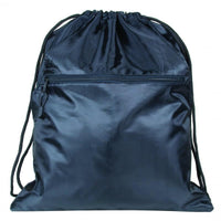 Zippered Polyester Drawstring Bag with 2 Slip Pockets