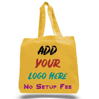CUSTOM ECONOMICAL 100% COTTON CHEAP TOTE BAGS W/GUSSET