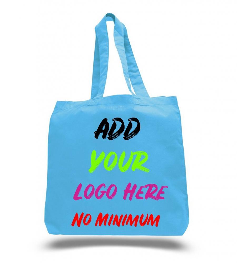 Large Custom Cotton Tote Bag with Logo No Minimum