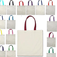 BAGANDTOTE COTTON TOTE BAG HIGH QUALITY PROMOTIONAL COLOR HANDLES TOTE BAG 100% COTTON