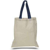 BAGANDTOTE COTTON TOTE BAG NAVY HIGH QUALITY PROMOTIONAL COLOR HANDLES TOTE BAG 100% COTTON