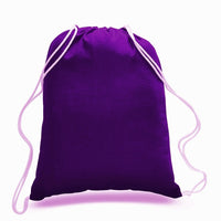 BAGANDTOTE COTTON TOTE BAG PURPLE Economical Sport Cotton Drawstring Bag Cinch Packs
