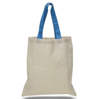 BAGANDTOTE COTTON TOTE BAG SAPPHIRE HIGH QUALITY PROMOTIONAL COLOR HANDLES TOTE BAG 100% COTTON