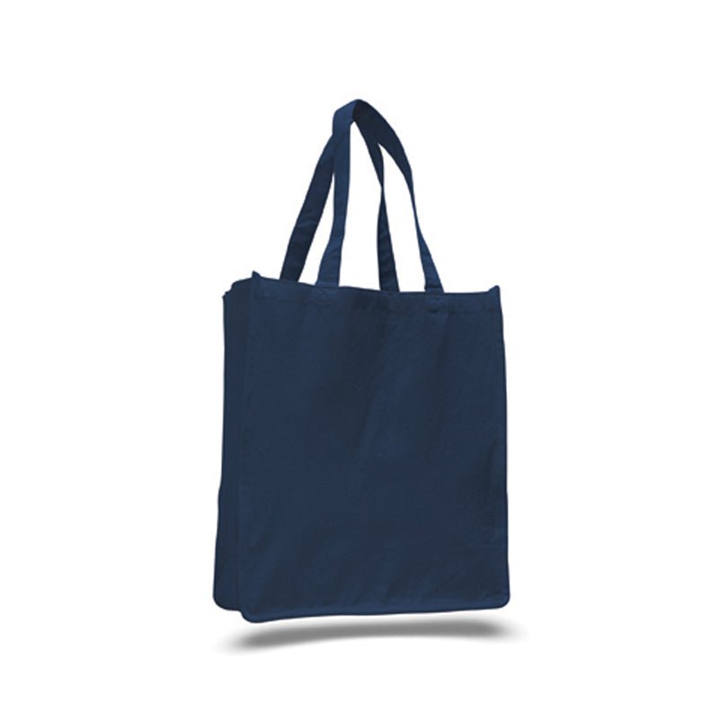 Large Navy Blue Cotton Tote Bag With White Custom Print
