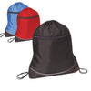 BAGANDTOTE DRAWSTRING Stripe Nylon Drawstring Bag / Cinch Pack with Zipper Pocket.