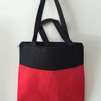 BAGANDTOTE POLY RED Cheap Non-Woven Tote Bag with Zipper Two-Tone