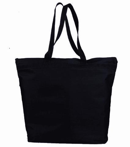 BAGANDTOTE Polyester BLACK Large Polyester Zippered Tote Bags