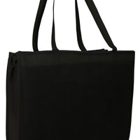 BAGANDTOTE Polyester BLACK Zippered Large Tote Bags - Reusable Grocery Bags