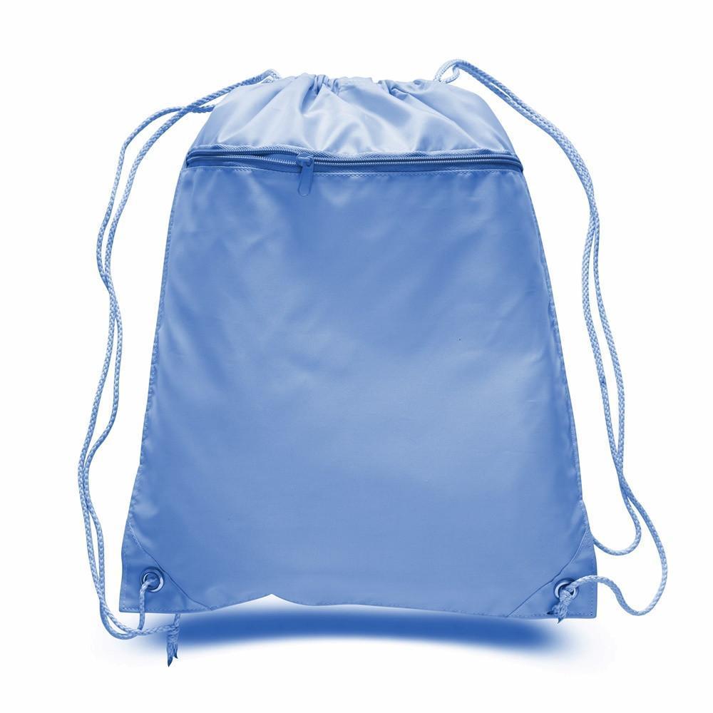 BAGANDTOTE Polyester CAROLINA BLUE Polyester Cheap Drawstring Bags with Front Pocket