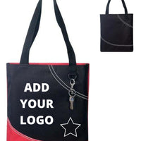 BAGANDTOTE Polyester Custom Dual Handles Poly Tote Bag With D-Ring Attached