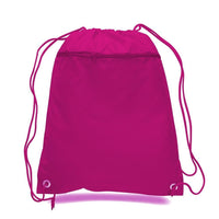BAGANDTOTE Polyester HOT PINK Polyester Cheap Drawstring Bags with Front Pocket