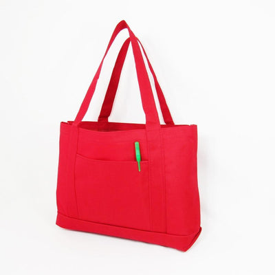 BAGANDTOTE Polyester RED Shopping Tote Bags Solid With PVC Backing