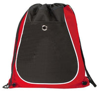 BAGANDTOTE Polyester RED Tri-Color Cool Drawstring Bag / Cinch Pack