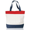 BAGANDTOTE TOTE BAG RED/NAVY Tri-Color Deluxe Poly Zipper Beach Tote Bags